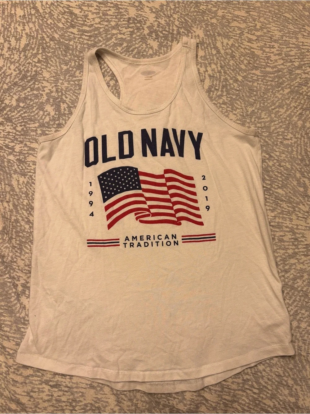 Old Navy Girls' White Tank Top with American Flag Graphic